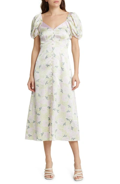 Ted Baker Ledaah Floral Puff Sleeve Midi Dress In Lilac | ModeSens