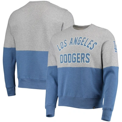 47 ' Heathered Gray/heathered Royal Los Angeles Dodgers Two-toned Team Pullover Sweatshirt In Heather Gray