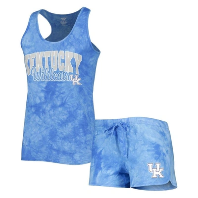 Concepts Sport Royal Kentucky Wildcats Billboard Tie-dye Tank And Shorts Sleep Set