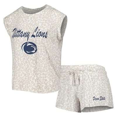 Concepts Sport Cream Penn State Nittany Lions Montana T-shirt & Shorts Sleep Set