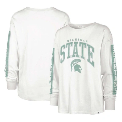 47 Brand '47 Cream Michigan State Spartans Statement Soa 3-hit Long Sleeve T-shirt In White