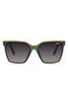 Quay Level Up 51mm Gradient Polarized Square Sunglasses In Dark Monstera/ Smoke Polarized