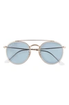 Ray Ban 51mm Polarized Round Sunglasses In Gold Flash