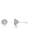 Lafonn Bezel Set Simulated Diamond Stud Earrings In White/ Silver