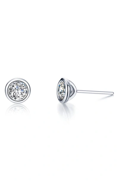 Lafonn Bezel Set Simulated Diamond Stud Earrings In White/ Silver