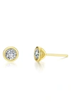 Lafonn Bezel Set Simulated Diamond Stud Earrings In White/ Gold