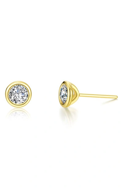 Lafonn Bezel Set Simulated Diamond Stud Earrings In White/ Gold
