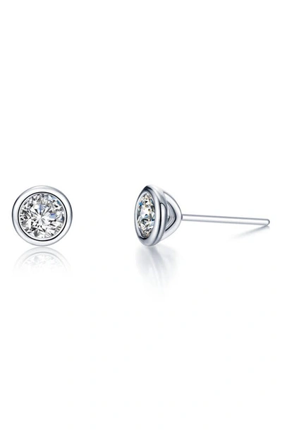 Lafonn Simulated Diamond Bezel Stud Earrings In White/ Silver