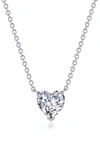 Lafonn Simulated Diamond Solitaire Heart Pendant Necklace In White/ Silver