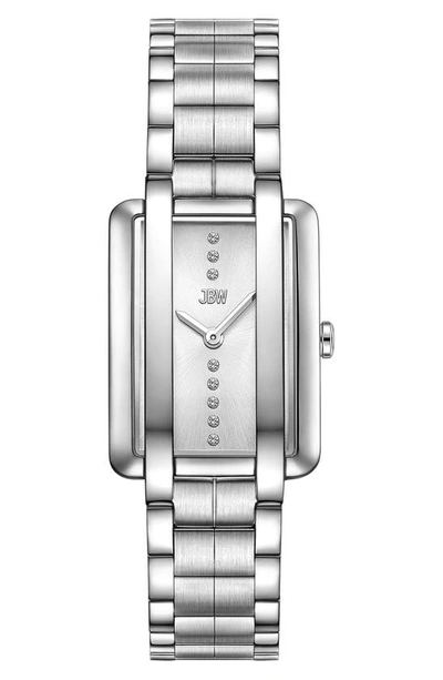 Jbw Mink Petite Lab Created Diamond Bracelet Watch, 23mm X 8mm In Silver
