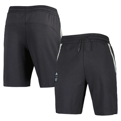 Adidas Originals Adidas Black Sporting Kansas City 2023 Player Travel Shorts In Charcoal