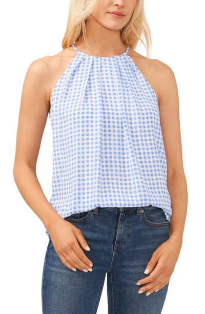 Cece Pleated Halter Top In Ocean Spray