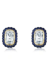 Lafonn Art Deco Simulated Diamond Halo Stud Earrings In Blue/ Gold