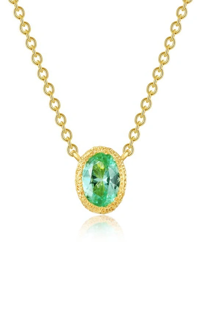 Lafonn Oval Created Sapphire Pendant Necklace In Green