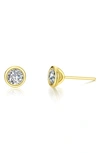 Lafonn Simulated Diamond Bezel Stud Earrings In White/ Gold
