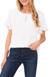 Cece Ruffle Sleeve Crepe Blouse In New Ivory