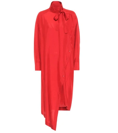 Valentino Silk Midi Dress In Red