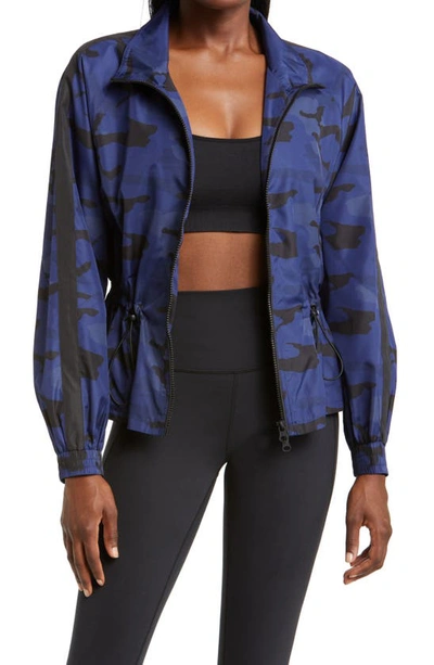 Blanc Noir Tempest Water Repellent Peplum Jacket In Navy Camo