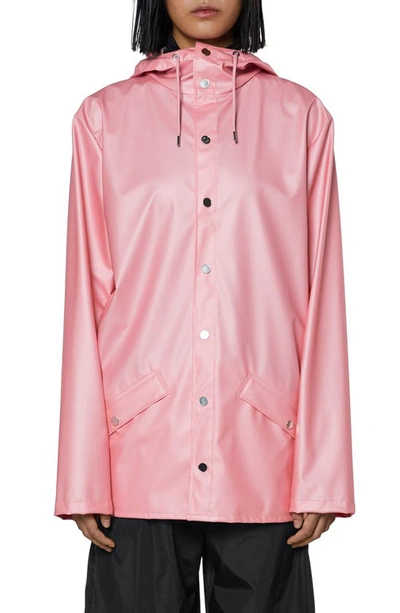 Rains Snap Front Jacket In Pink Sky
