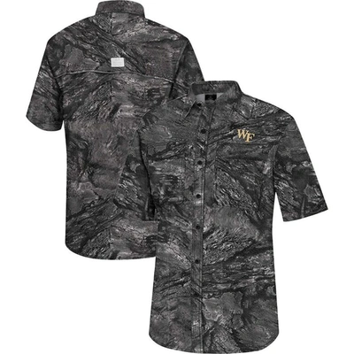 Colosseum Charcoal Wake Forest Demon Deacons Realtree Aspect Charter Full-button Fishing Shirt