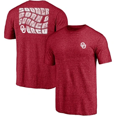 Fanatics Branded Heathered Crimson Oklahoma Sooners Wavy Tri-blend T-shirt