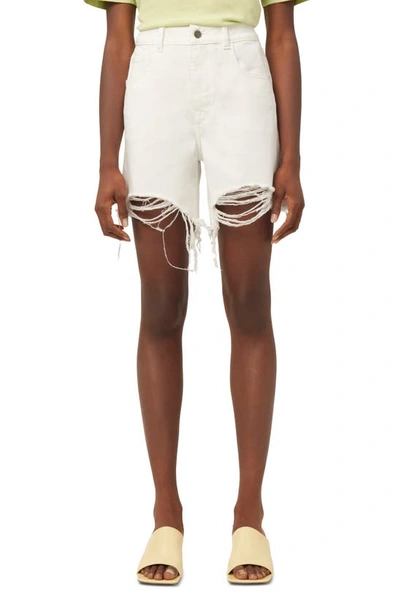 Dl1961 Emilie Ripped High Waist Fray Hem Denim Shorts In White