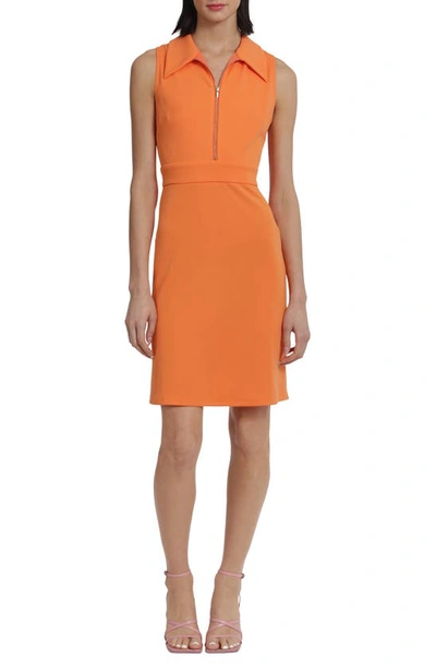 Donna Morgan For Maggy Zip Front Sleeveless Dress In Orange