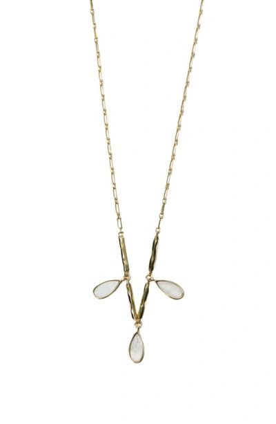 Argento Vivo Sterling Silver Shaky Mother-of-pearl Charm Necklace In Gold