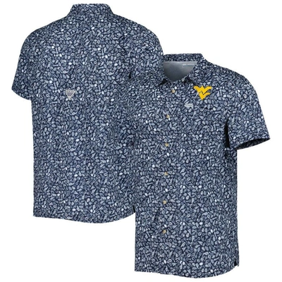 Columbia Navy West Virginia Mountaineers Super Slack Tide Omni-shade Team Button-up Shirt