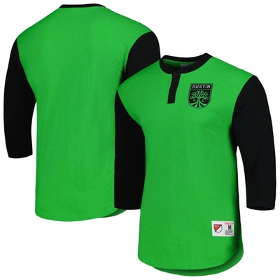 Mitchell & Ness Men's  Green Austin Fc Legendary Henley 3/4 Sleeve T-shirt