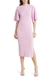 Ted Baker Lounia Fluted Sleeve Body-con Sweater Dress In Lilac