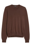 Tom Ford Sea Island Cotton Crewneck Sweater In Dark Chocolate