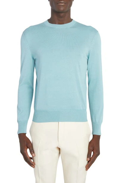 Tom Ford Sea Island Cotton Crewneck Sweater In Blue