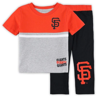 Outerstuff Kids' Toddler Black/orange San Francisco Giants Batters Box T-shirt & Pants Set