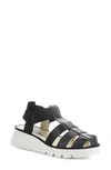 Fly London Pefi Wedge Sandal In 000 Black Ceralin