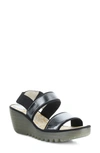 Fly London Yaco Platform Wedge Sandal In Graphite Idra