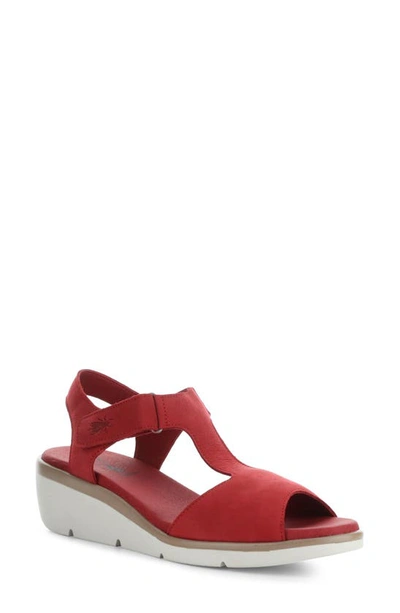 Fly London Nova Wedge Sandal In Lipstick Red Cup