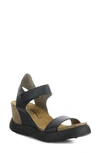 Fly London Gogo Platform Wedge Sandal In Black Mousse