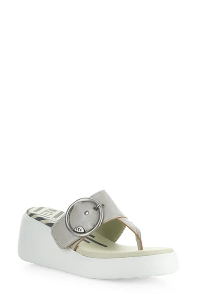 Fly London Dafi Platform Sandal In Silver Borgogna