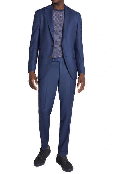 Jack Victor Dean Textured Soft Constructed Wool Suit In Blue