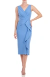 Kay Unger Brynn Ruffle Sheath Dress In Peacock