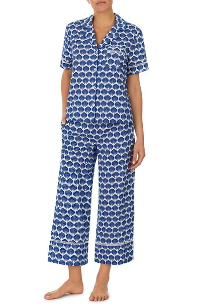 Kate Spade Print Crop Pajamas In Blue Awau