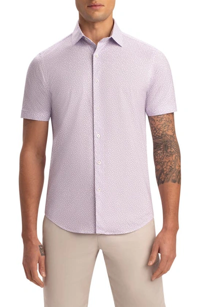 Bugatchi Ooohcotton® Floral Short Sleeve Button-up Shirt In Lilac