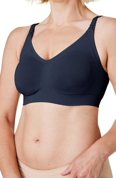 Bravado Designs Body Silk Seamless Recycled Nylon Blend Wireless Maternity/nursing Bra In Navy