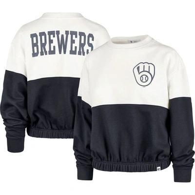 47 ' White/navy Milwaukee Brewers Take Two Bonita Pullover Sweatshirt