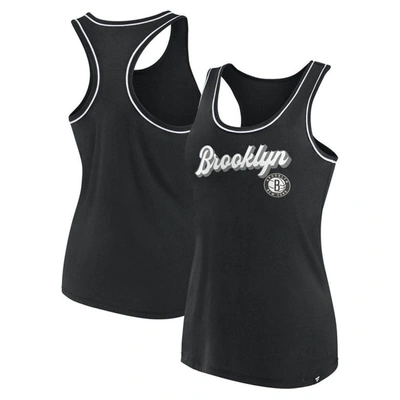Fanatics Branded Black Brooklyn Nets Wordmark Logo Racerback Tank Top