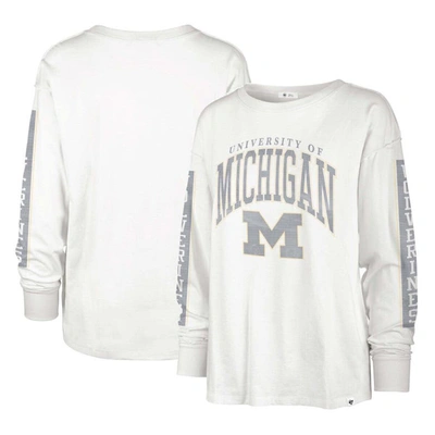 47 Brand '47 Cream Michigan Wolverines Statement Soa 3-hit Long Sleeve T-shirt In White