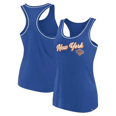 Fanatics Branded Blue New York Knicks Wordmark Logo Racerback Tank Top