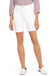 Nydj Ella Floral Print Side Slit Bermuda Shorts In Optic White
