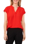 Chaus Split Neck Georgette Blouse In Double Dare